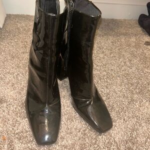 Black Patent Leather Ankle Boots